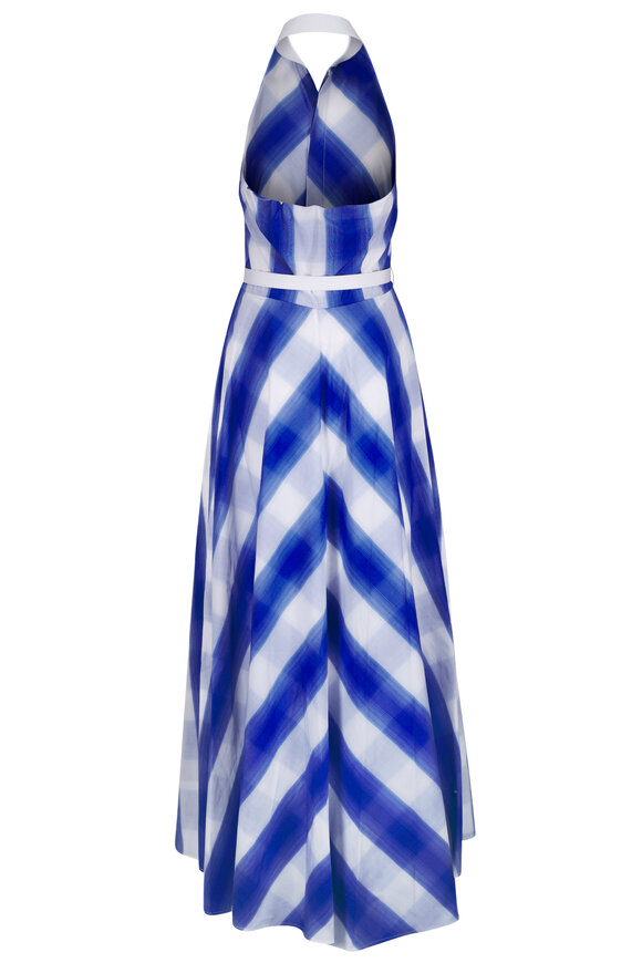 Sara Roka Eloise Blue & White Check Halter Dress - view 4