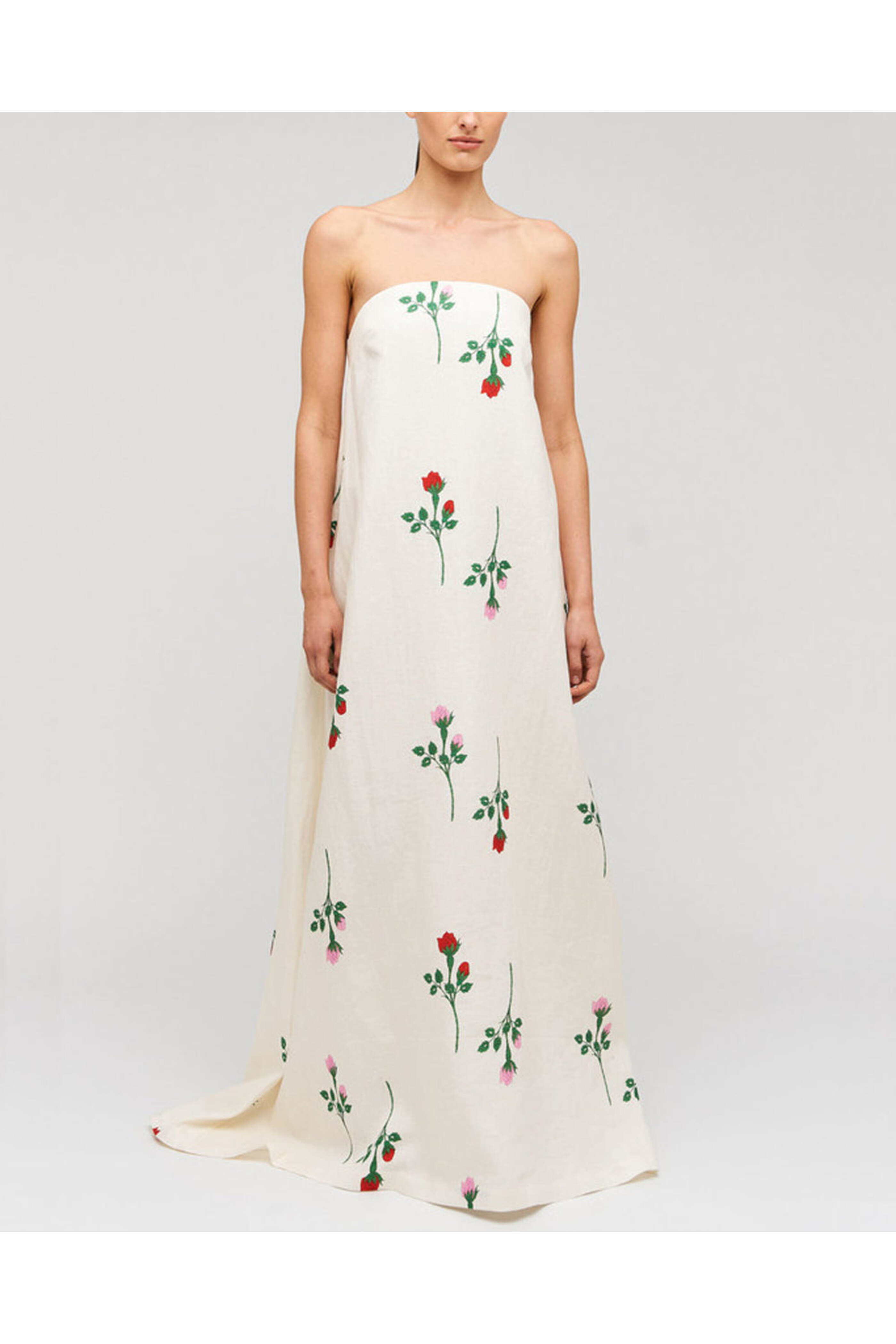 Oroton - Antique White Strapless Rosebud Gown