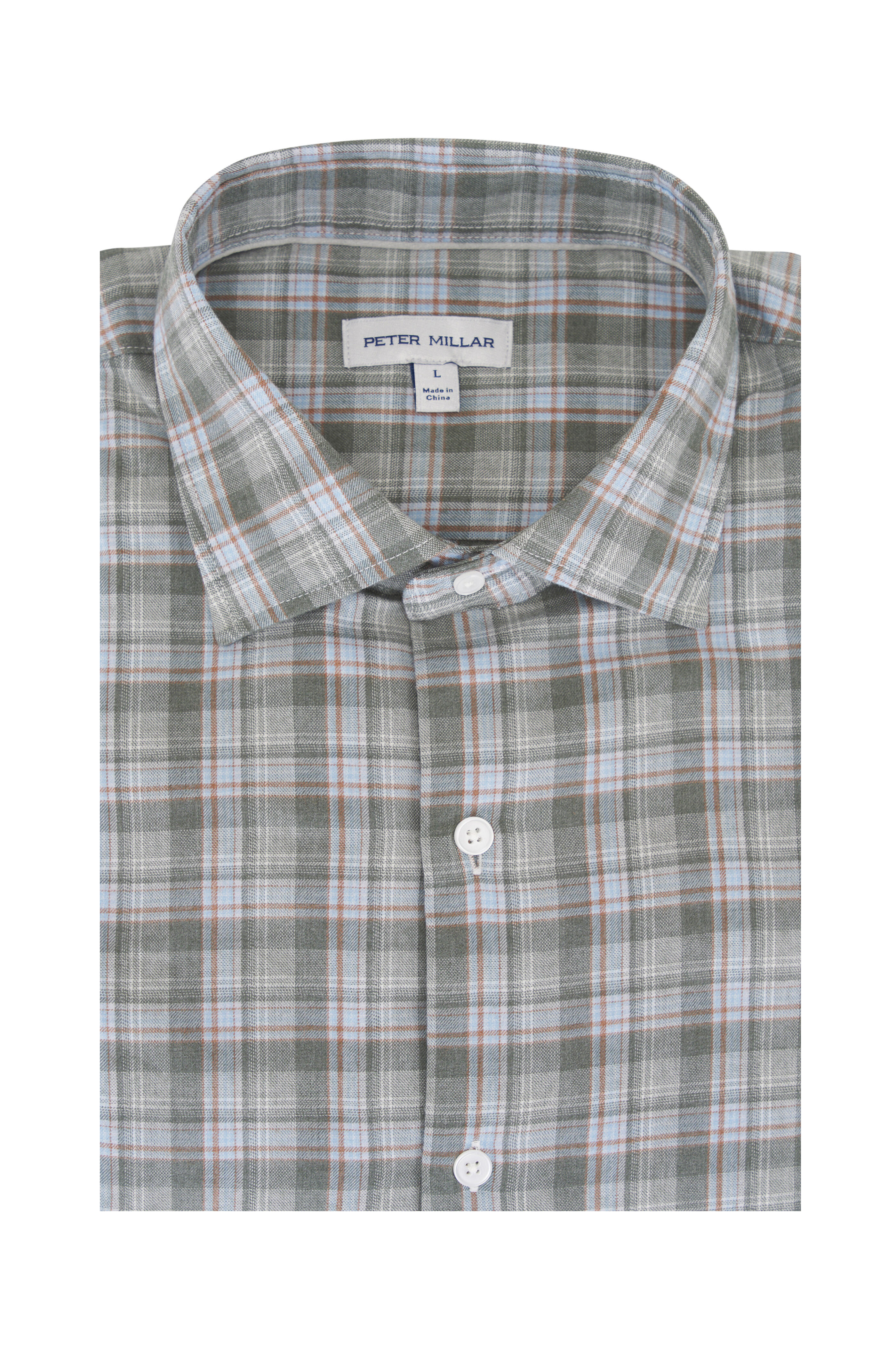 Peter Millar - Whitecap Basil & Light Blue Flannel Sport Shirt