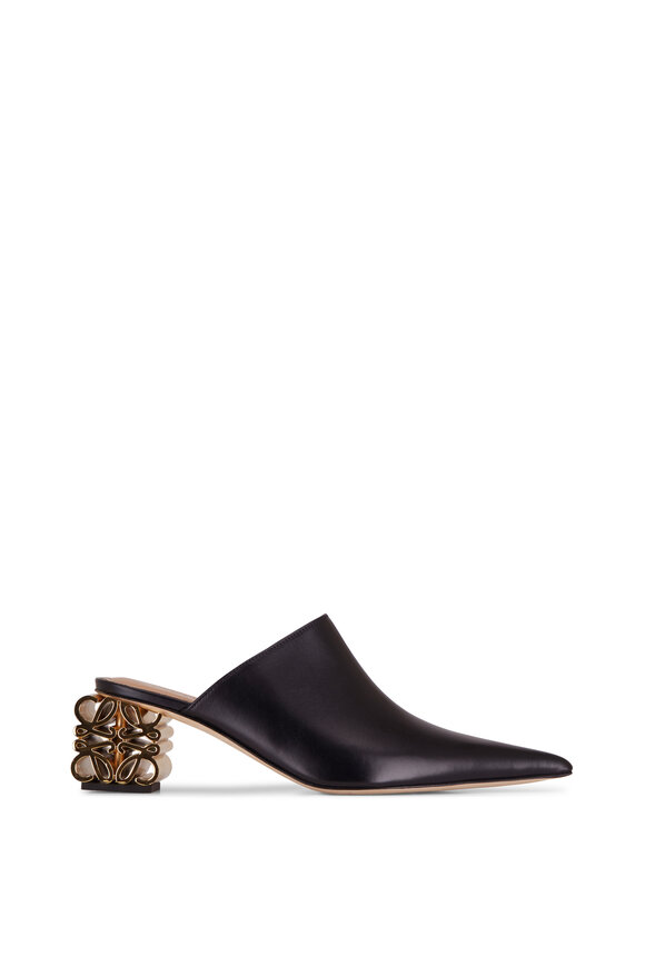 Loewe - Black Leather Anagram Heel Mule, 60mm