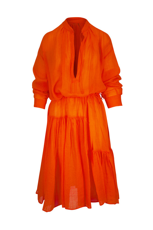 Dries Van Noten Poppy Ramie Cinch Waist Dress