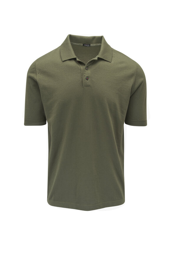 Kiton Olive Cotton Knit Polo