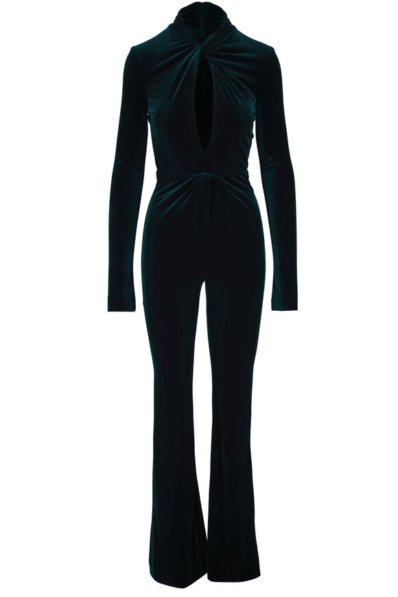 Galvan Boston Hunter Green Velvet Jumpsuit