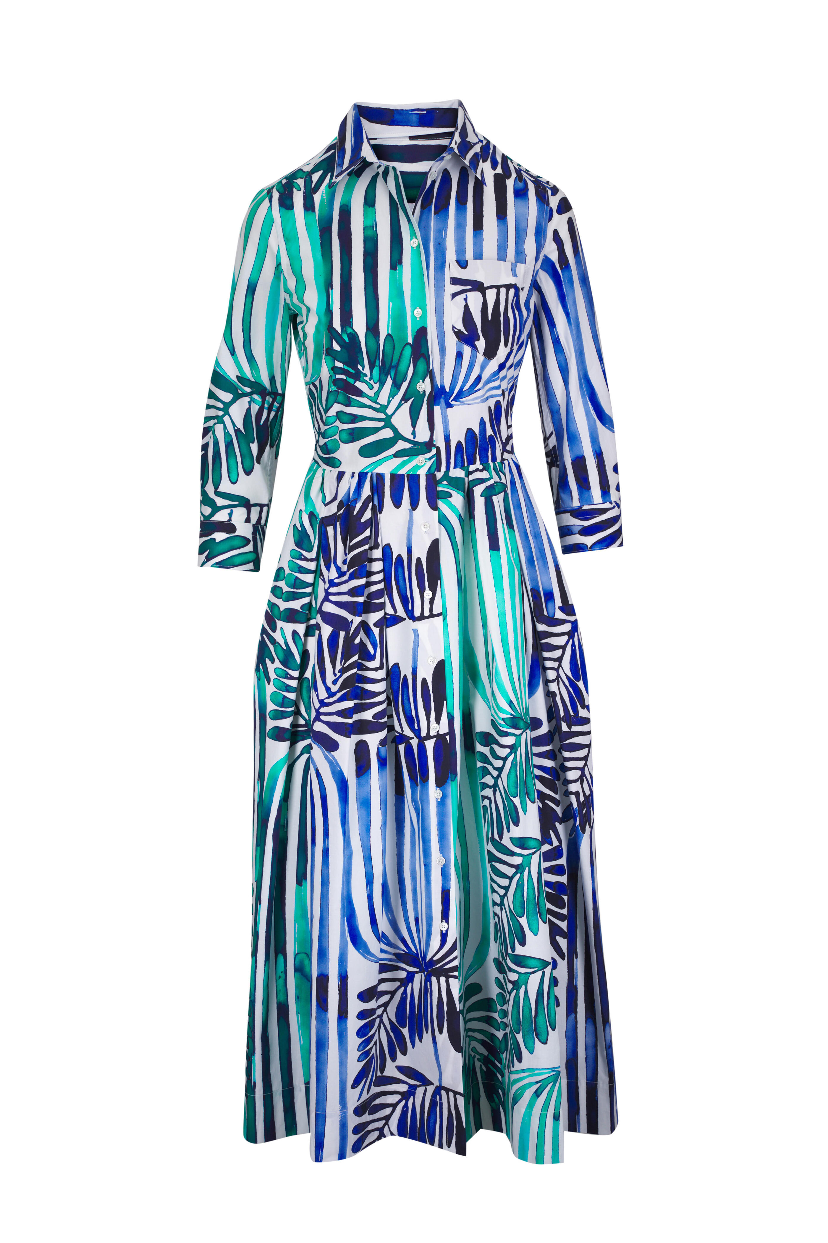 Sara Roka - Nidina Elbow Sleeve Multicolor Print Midi Dress