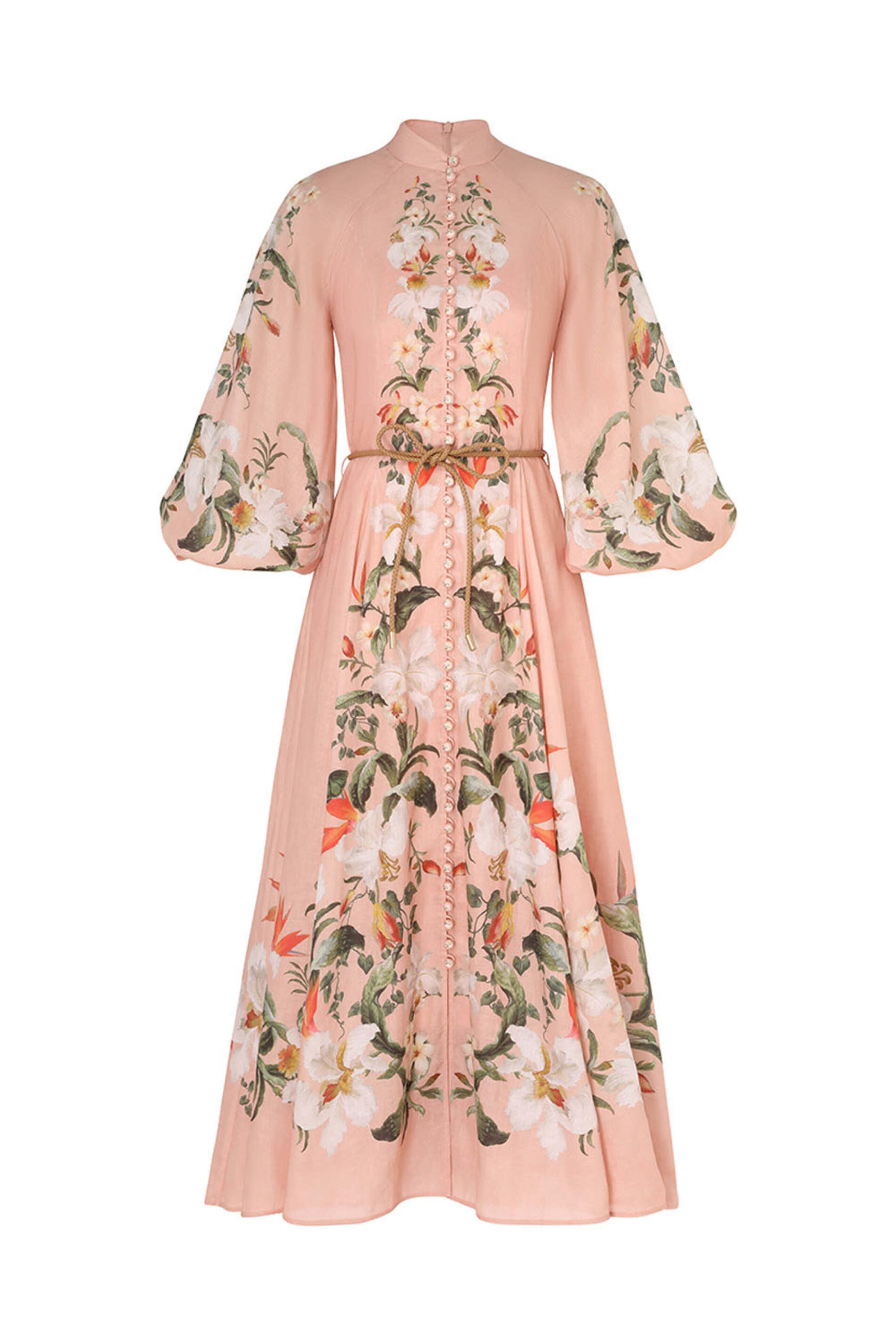 Zimmermann - Pink Palm Lexi Long Billow Dress
