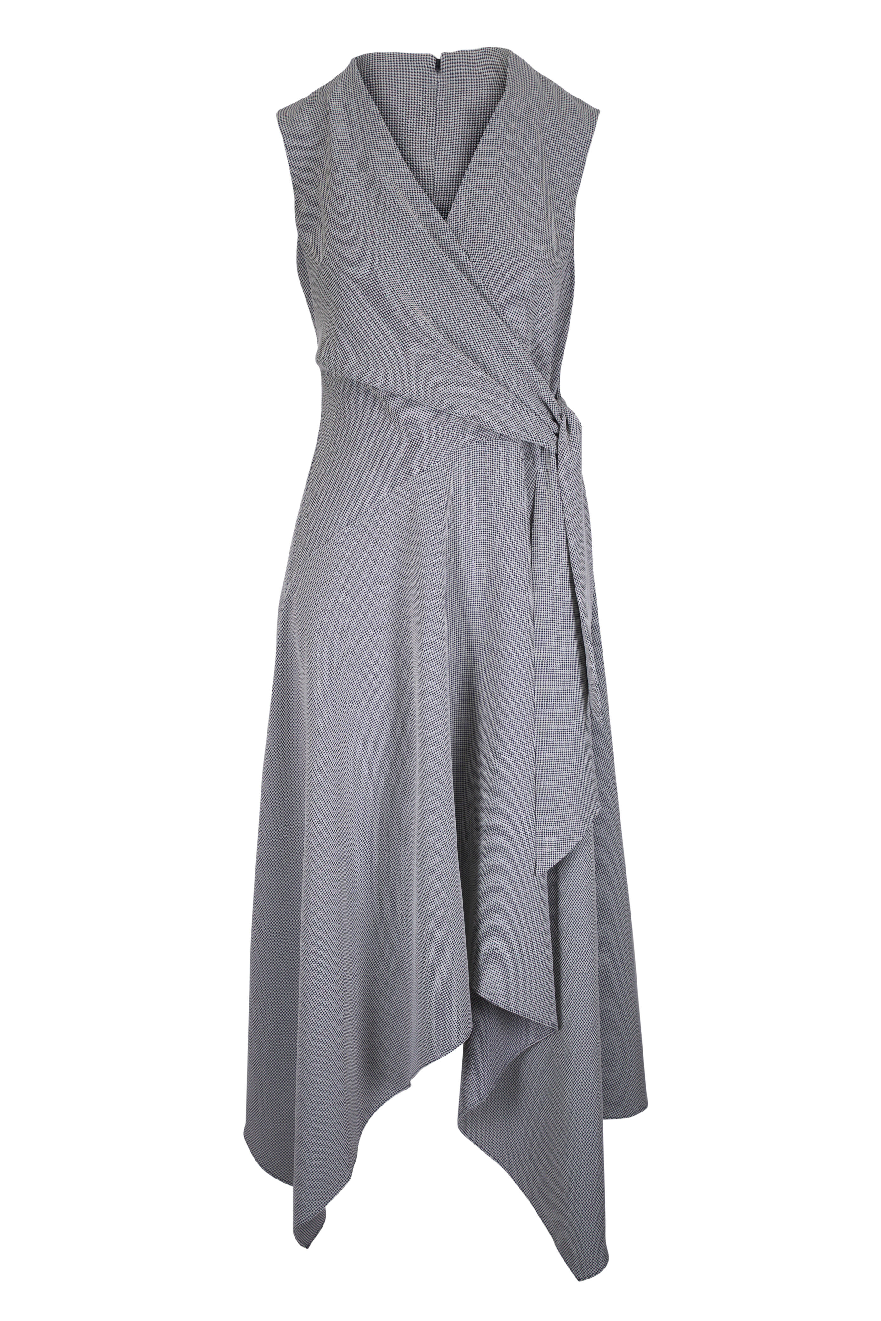 Lafayette 148 New York - Black Multi Houndstooth Handkerchief Midi Dress