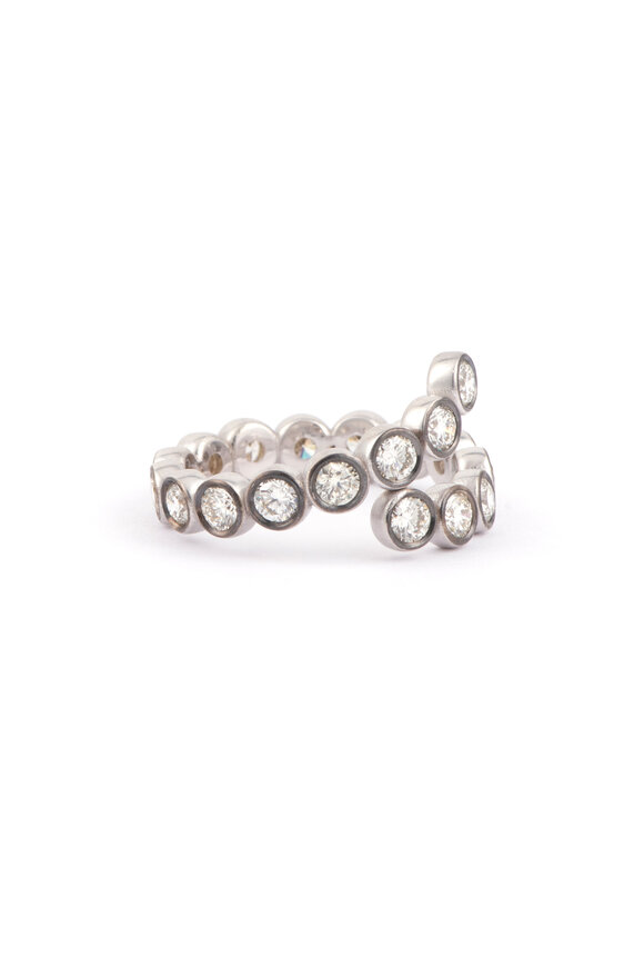 Sylva & Cie 18k White Gold Diamond Swirl Ring