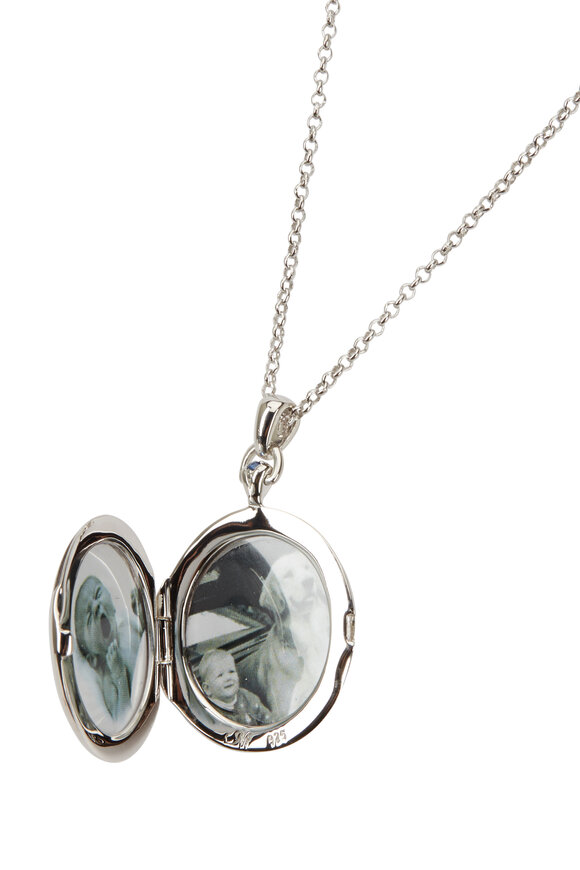 Monica Rich Kosann - Silver Sapphire Burst Locket Necklace