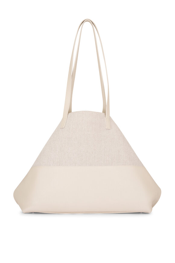 Akris Medium Ai Alabaster Linen & Leather Shoulder Tote - view 3