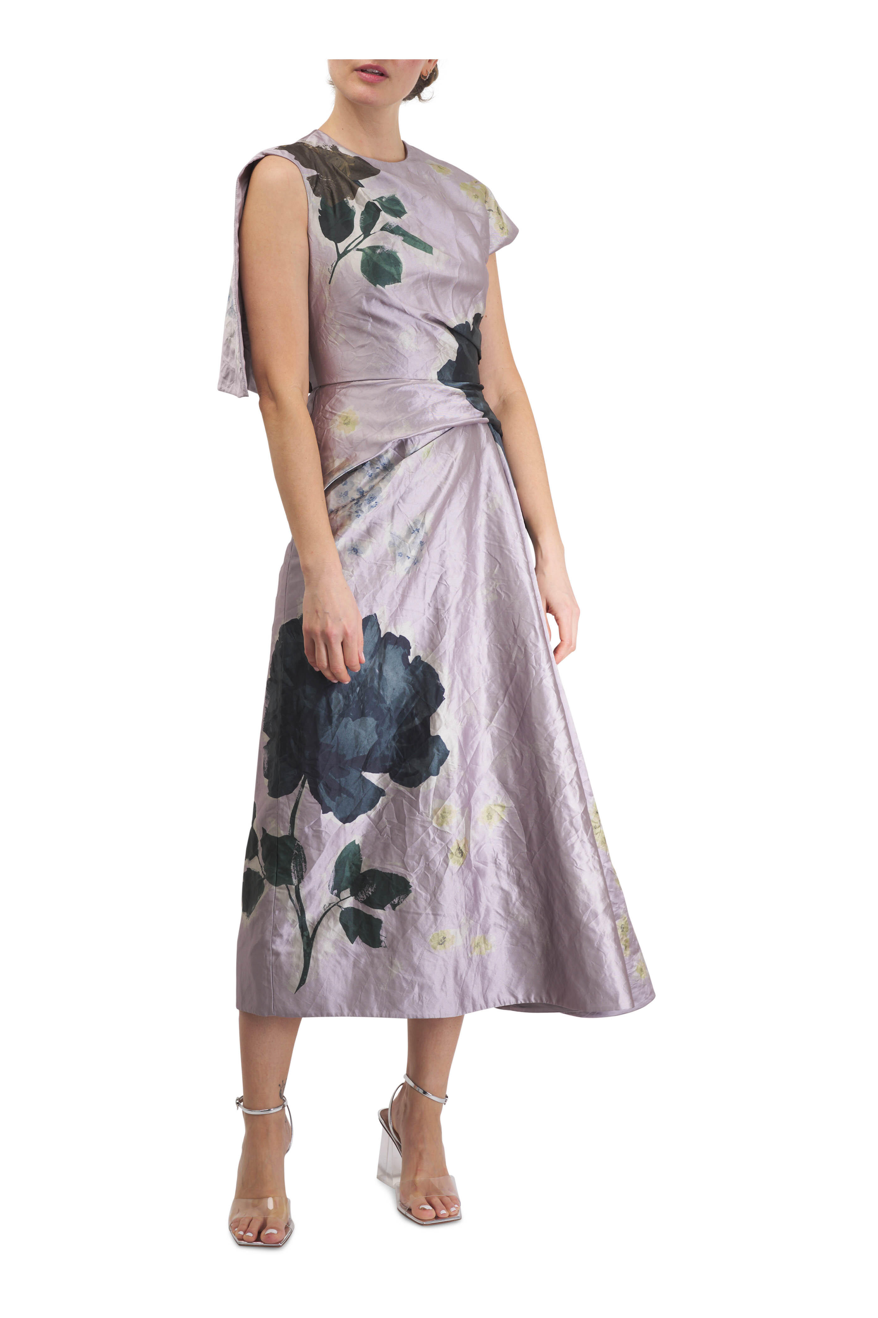 Erdem - Lilac Floral Print Midi Dress
