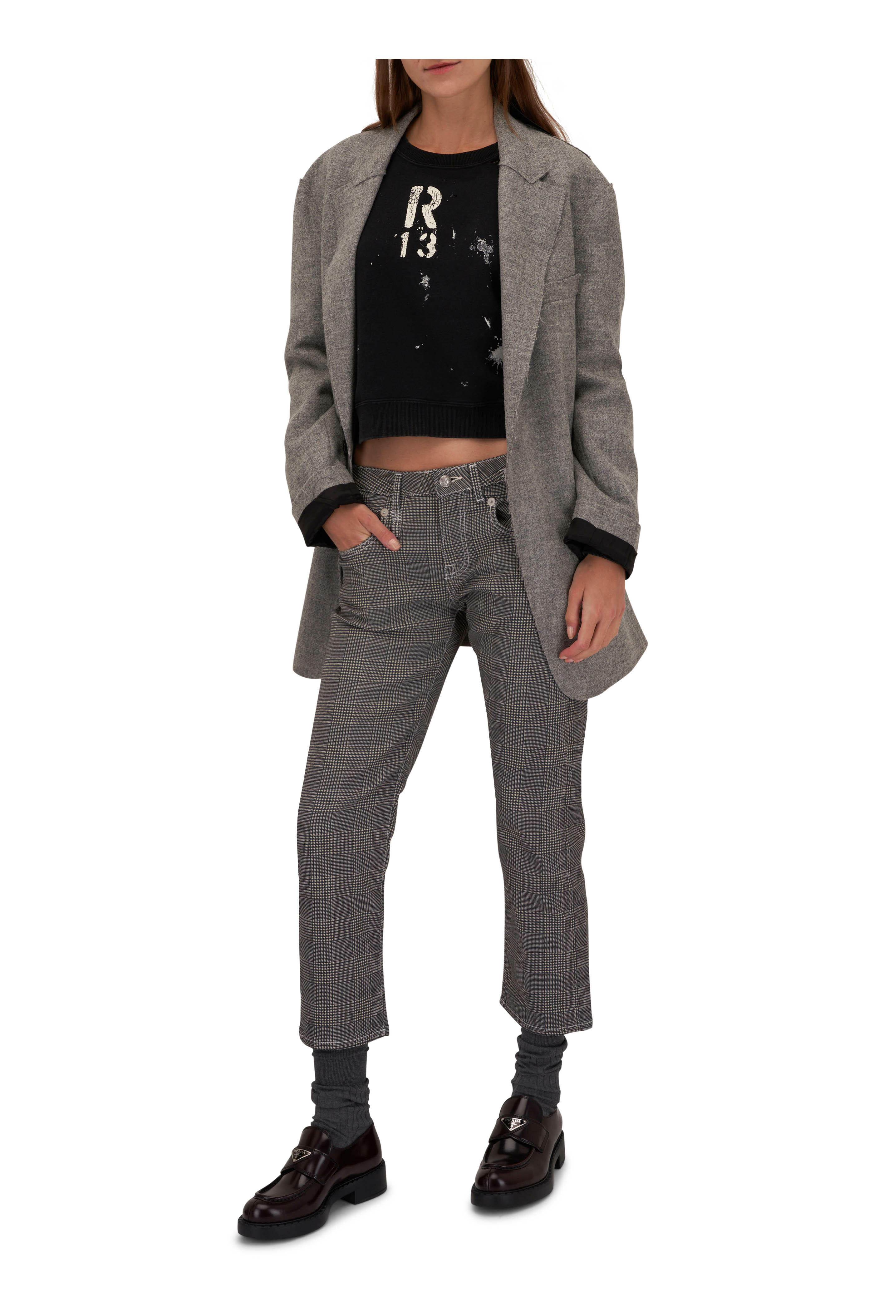 R13 Raw Cut Ragged Heather Gray Blazer Mitchell Stores 