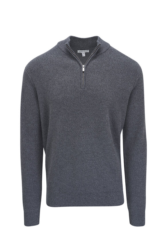 Peter Millar Iron Gray Cotton & Wool Quarter Zip Pullover