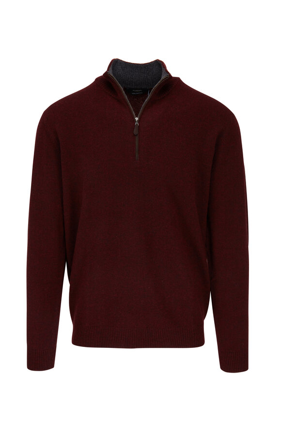 Kinross - Bordeaux Cashmere Quarter Zip Pullover