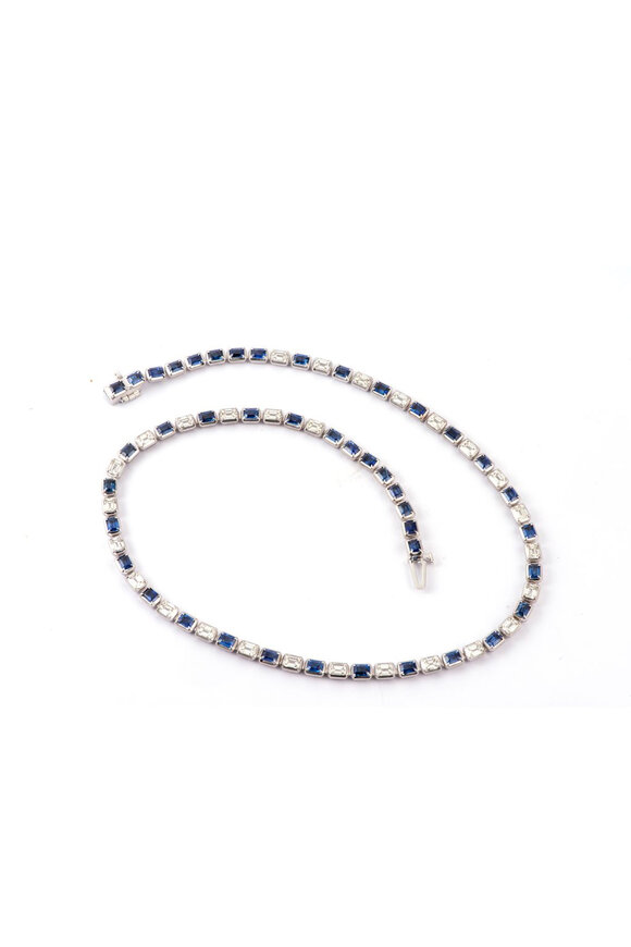 Sylva & Cie Diamond & Sapphire Riviera Necklace - view 1