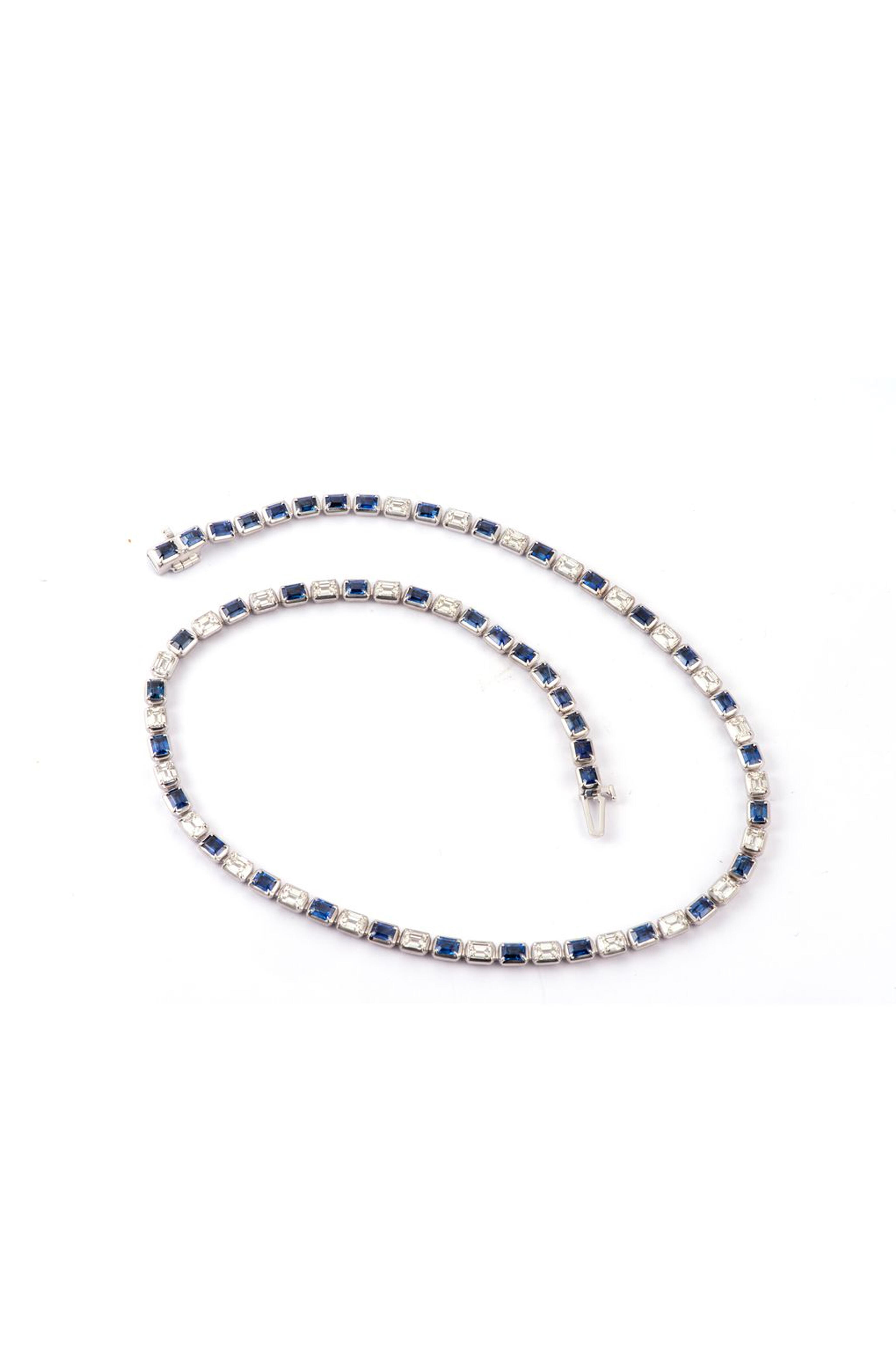 Sylva & Cie - Diamond & Sapphire Riviera Necklace