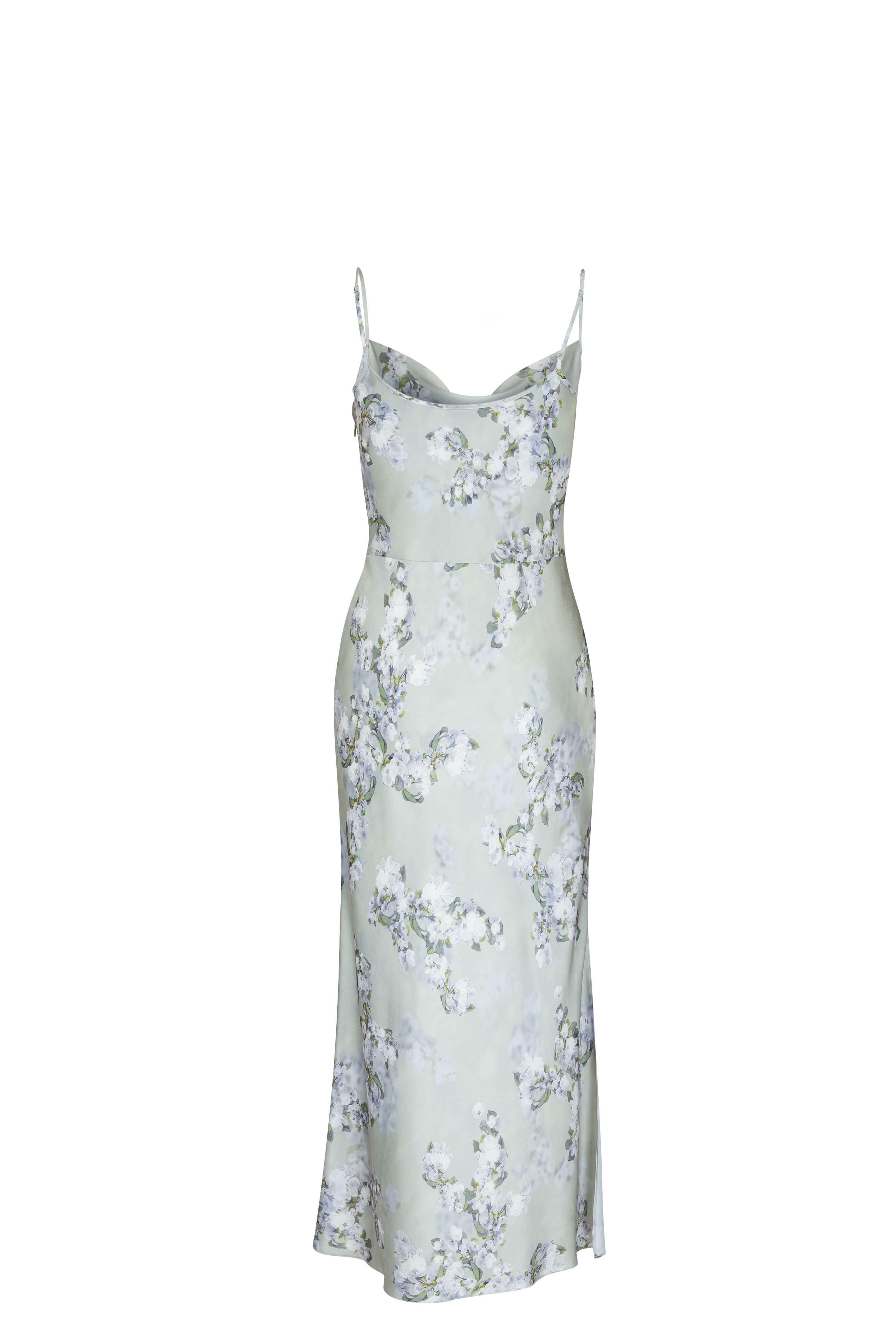 Vince - Hazy Blossom Cowl Neck Sleeveless Slip Dress