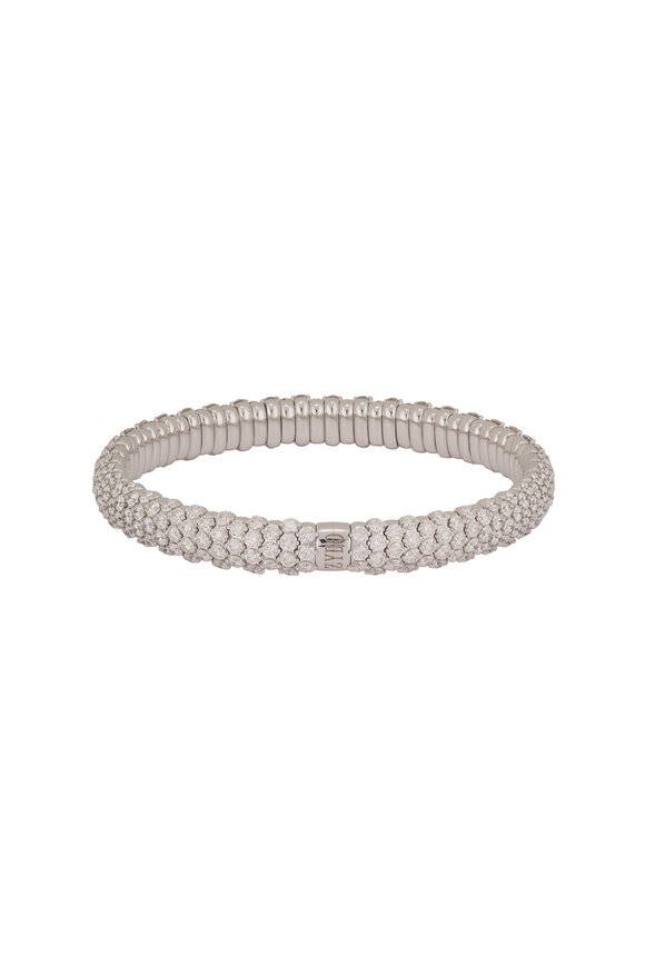 ZYDO 18k White Gold Diamond Domed Stretch Bracelet - view 3