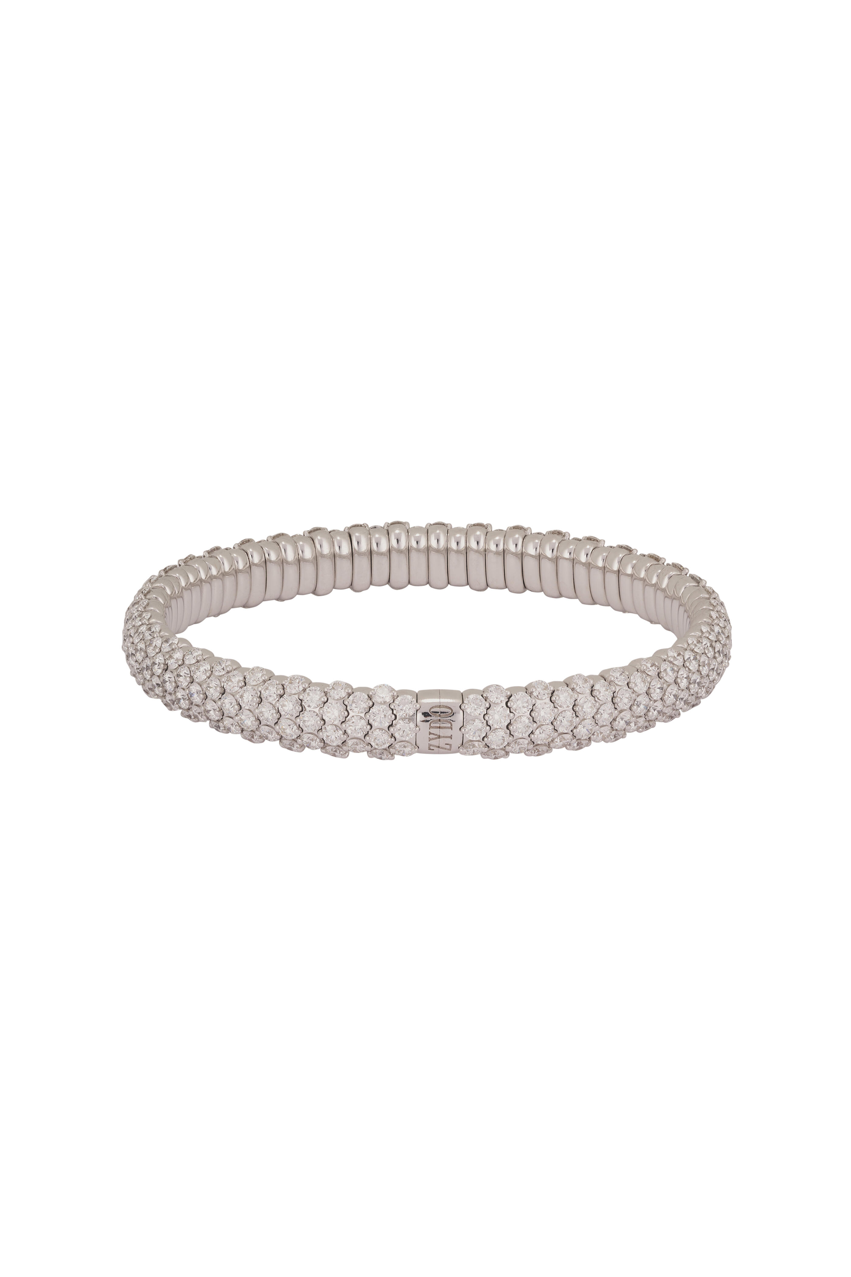 ZYDO - 18k White Gold Diamond Domed Stretch Bracelet