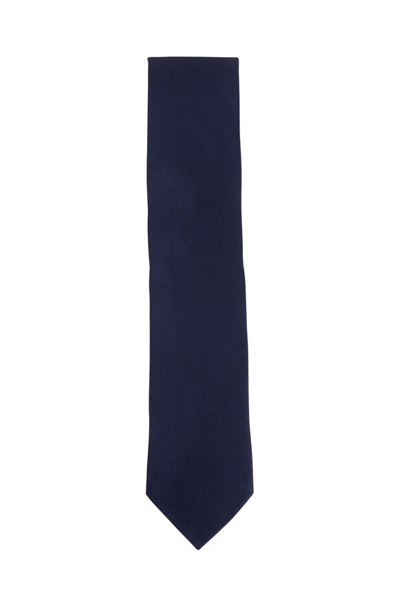 Eton Navy Silk Basketweave Necktie