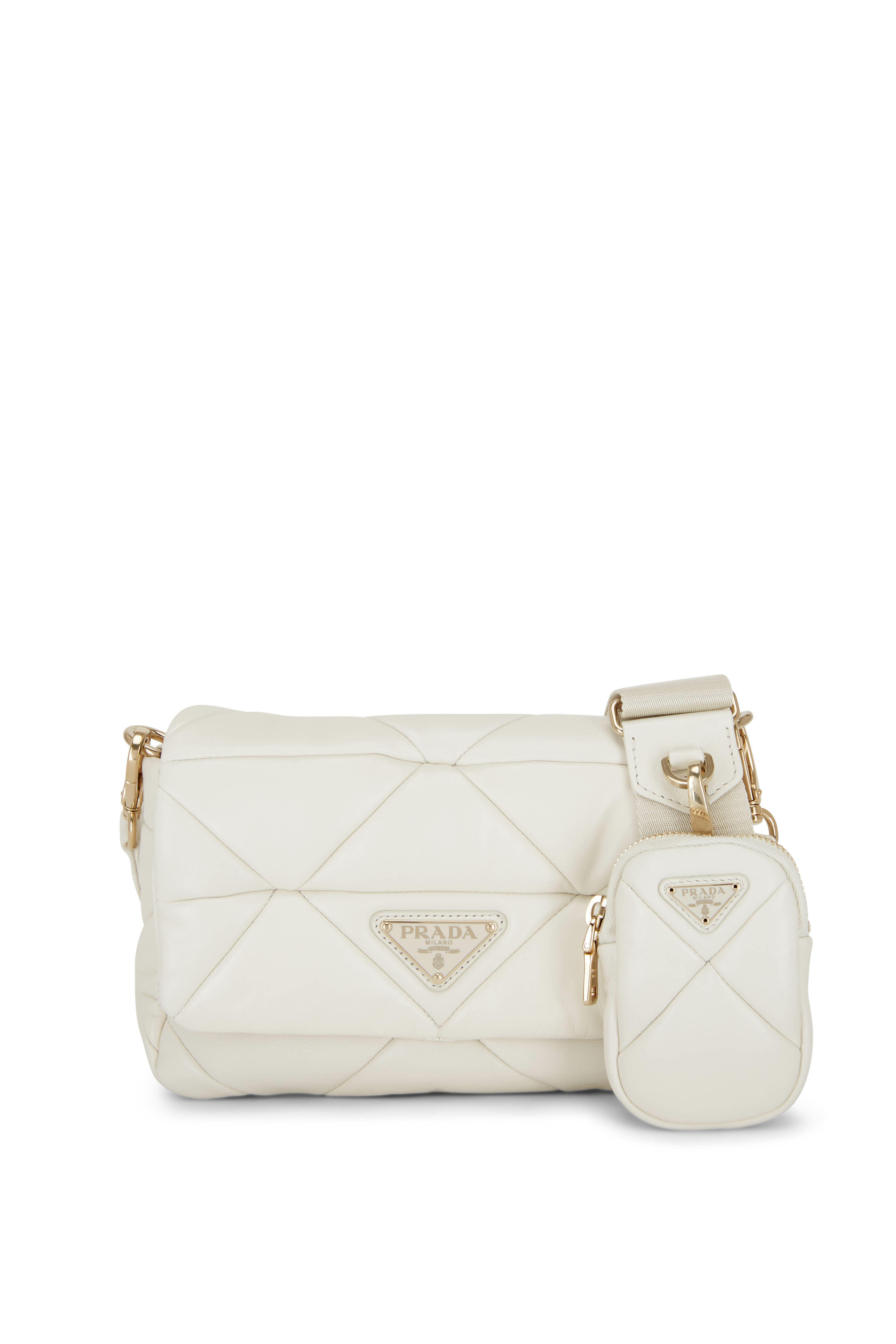 Leather bag charm Prada White in Leather - 23444543