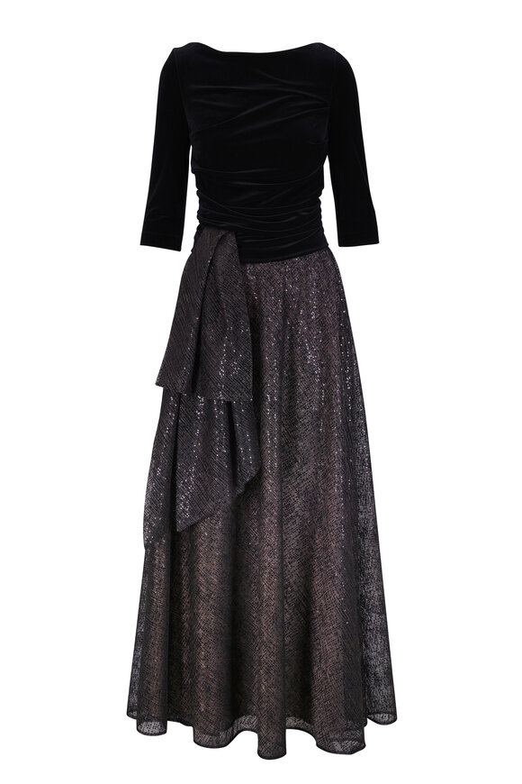 Talbot Runhof Dulce Velvet & Sequin Evening Dress