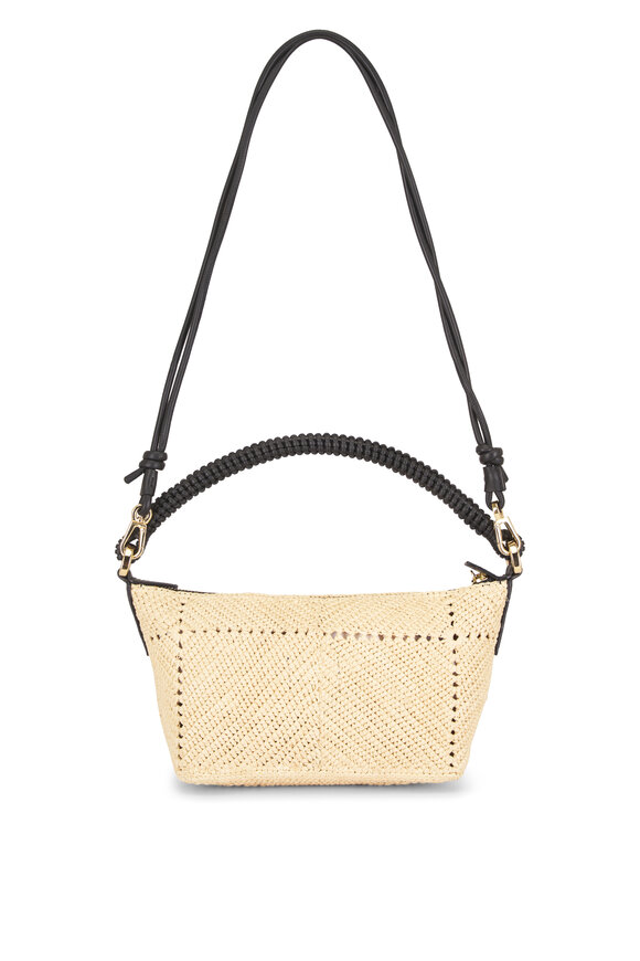 Loewe Cala Black Leather & Raffia Top Handle Bag - view 3