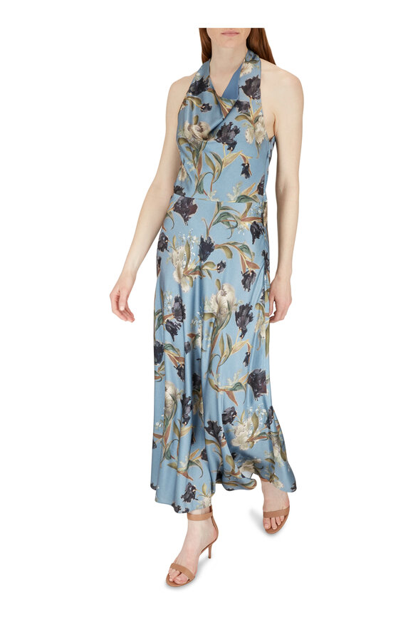 Vince - Nouveau Blue Tulip Halter Neck Dress