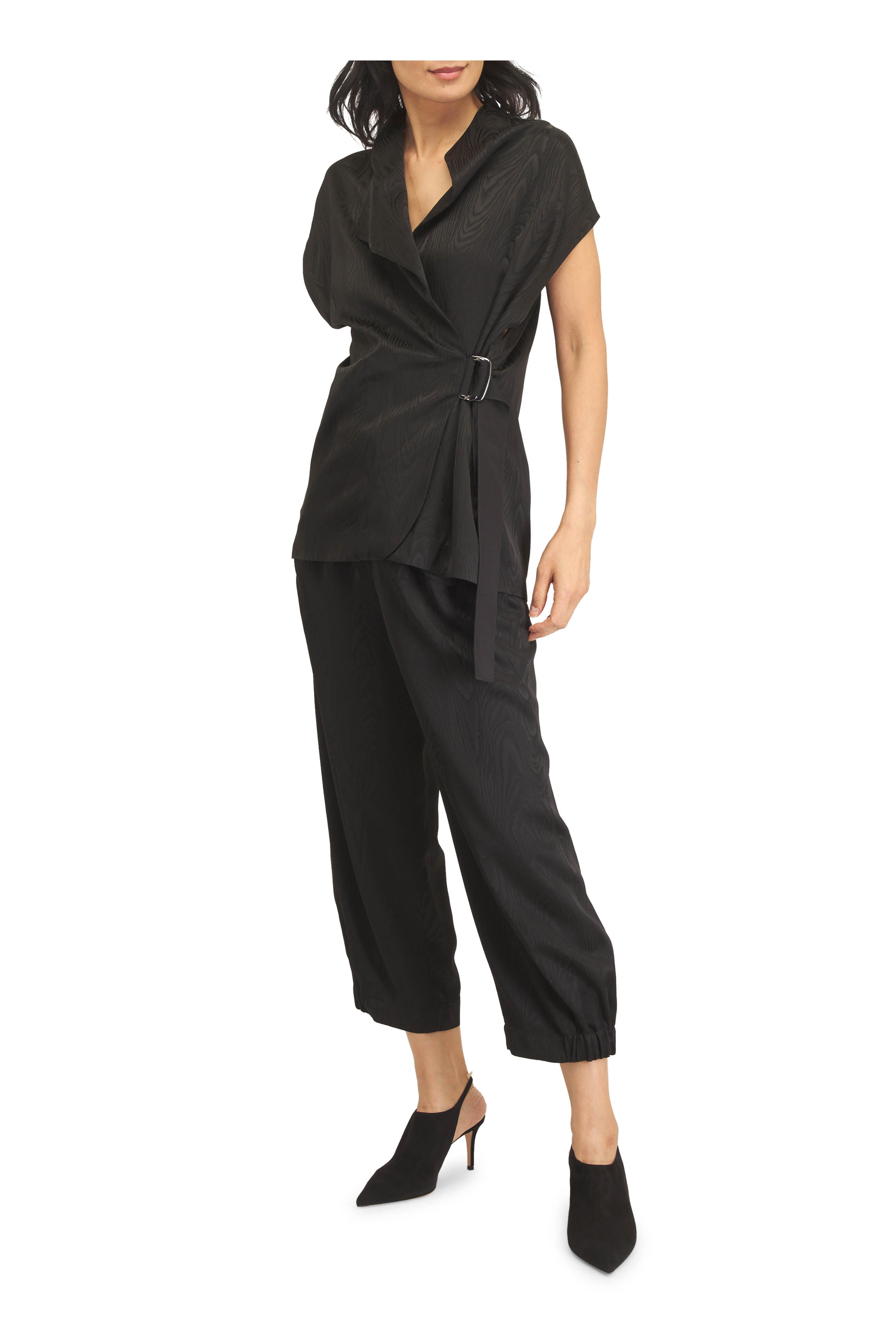 Zero + Maria Cornejo - Abi Black Moire Cropped Pant