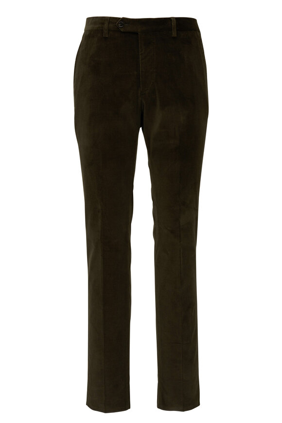 Maurizio Baldassari - Dark Olive Stretch Corduroy Pant