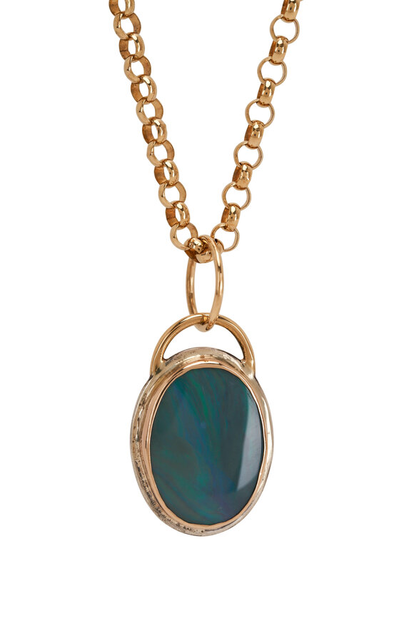 Tina Negri - Blue Green Opal Oval Pendant 