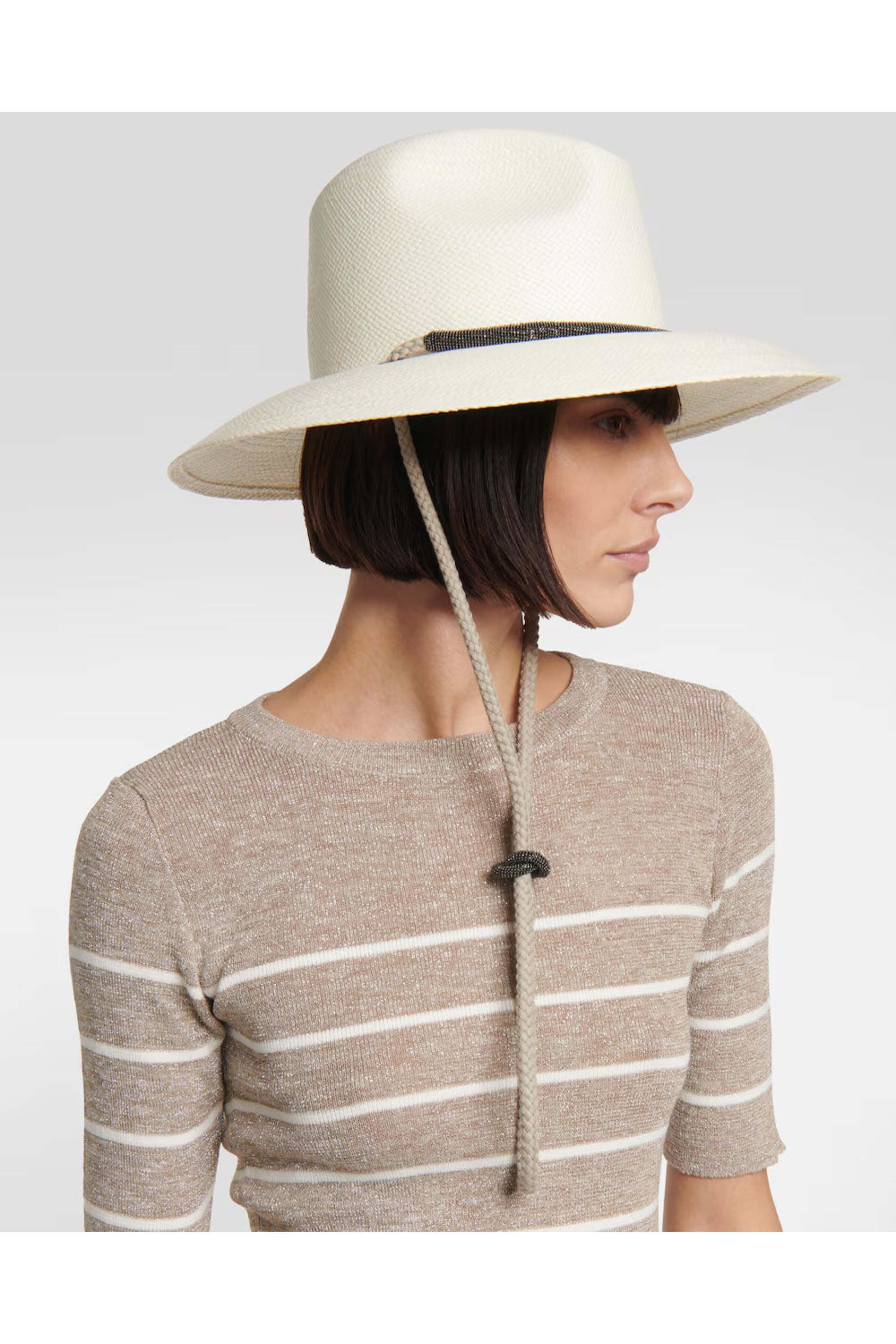 Brunello Cucinelli - Monili-Embellished Straw Fedora in Panama