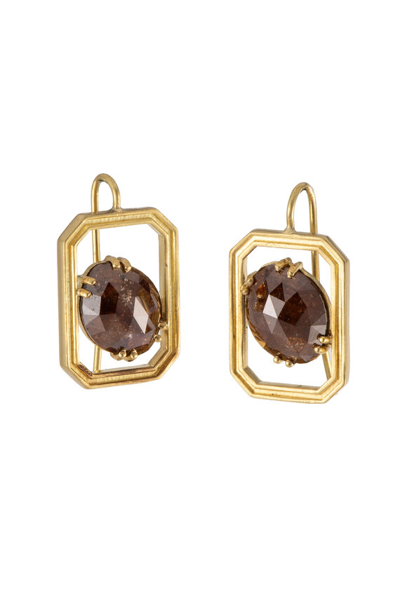 Sylva & Cie 18k Yellow Gold Rough Diamond Earrings - view 2