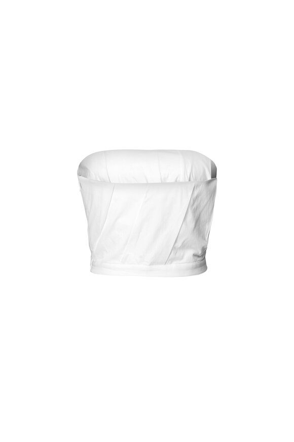 TWP White Cotton Pleated Bustier Strapless Top - view 2