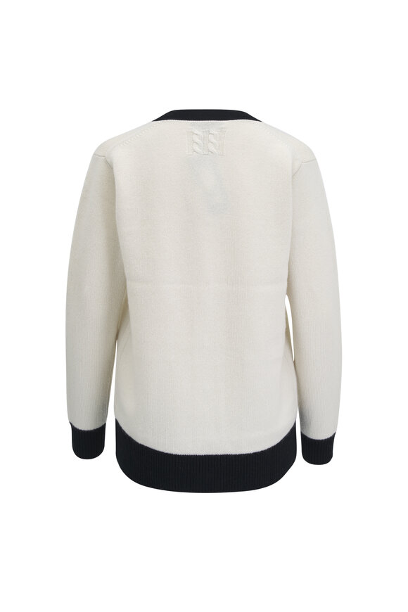 Nili Lotan - Neshat Ivory & Black Cashmere Cardigan