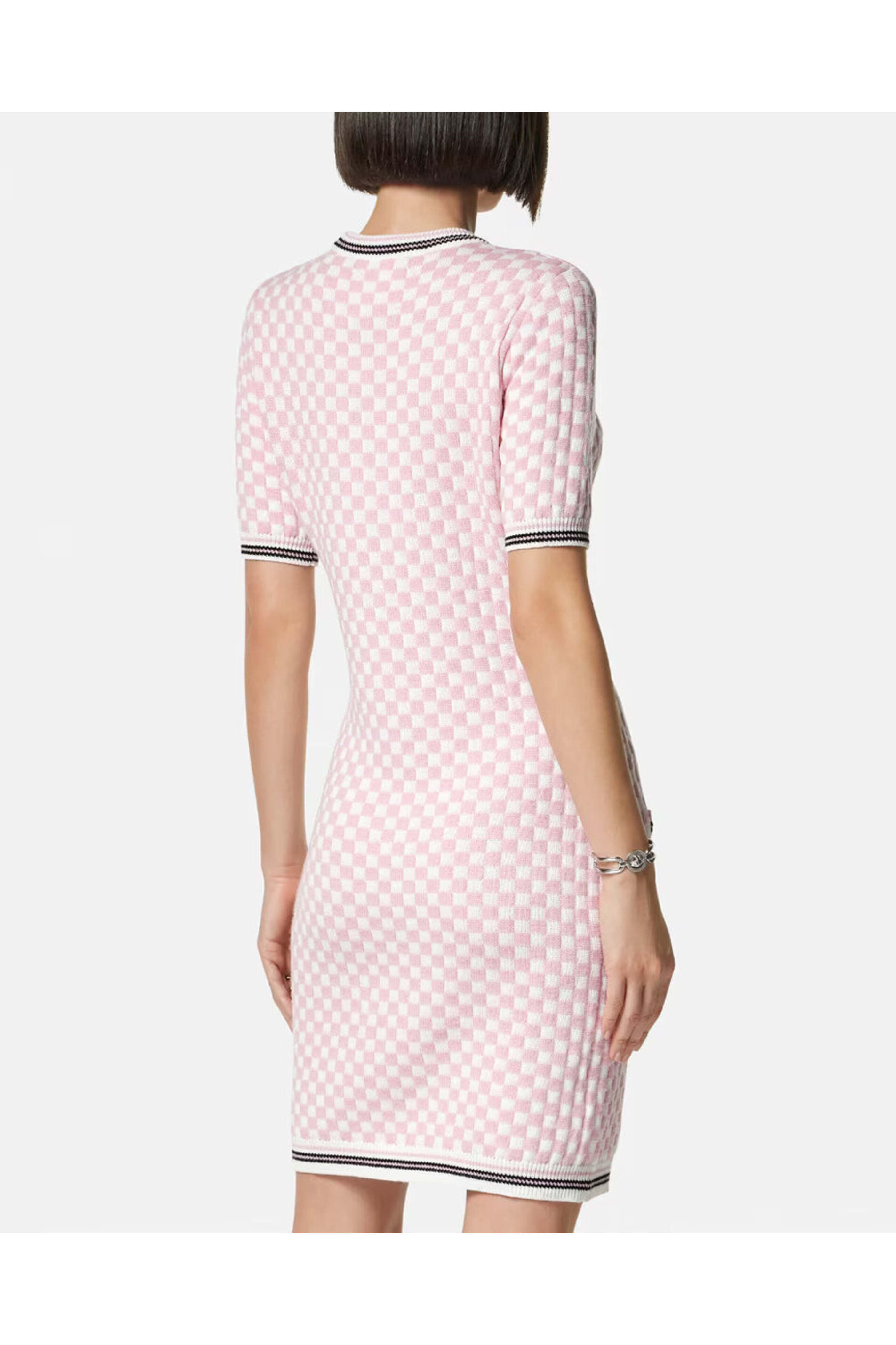 Versace - Pink Knit Jacquard Check Dress | Mitchell Stores