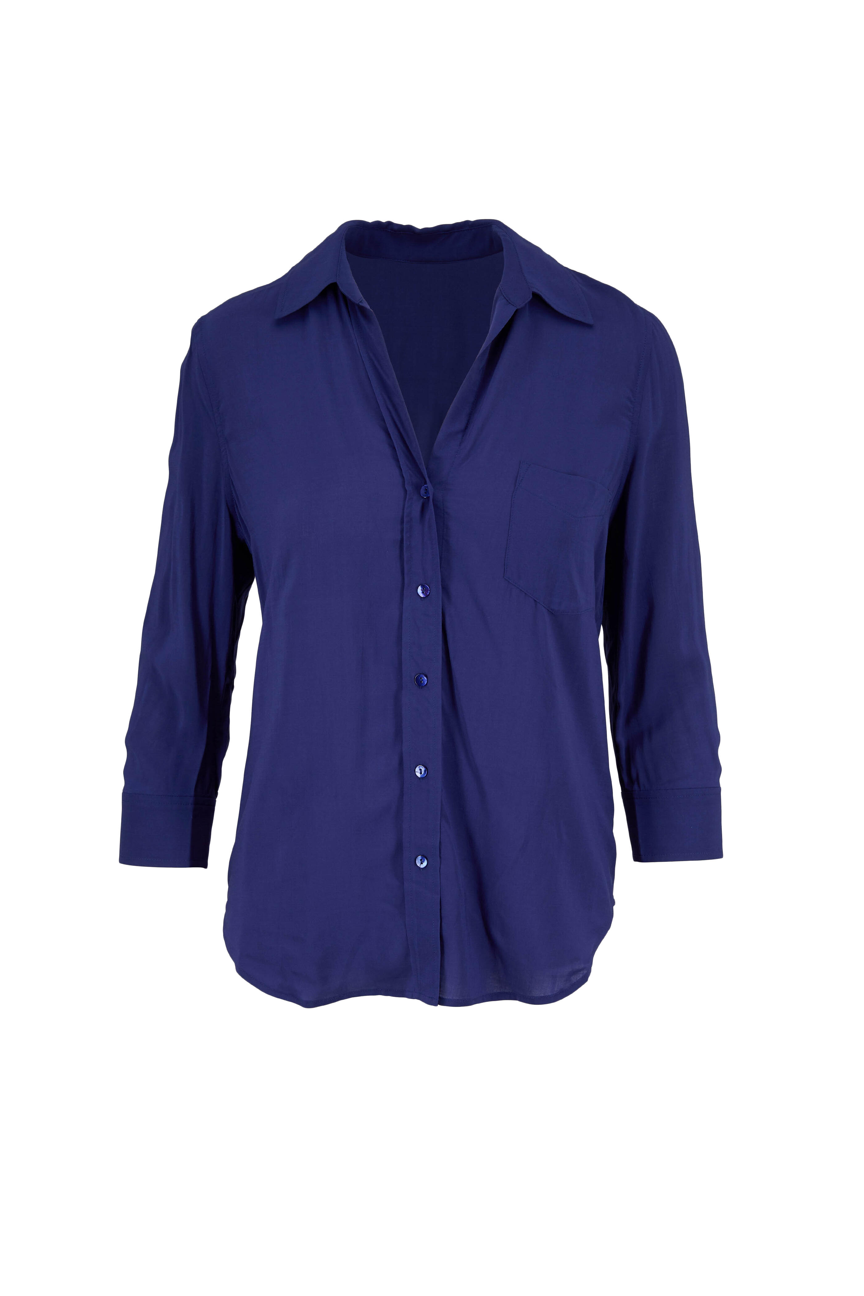 L'Agence - Ryan Marina Blue Three-Quarter Sleeve Blouse