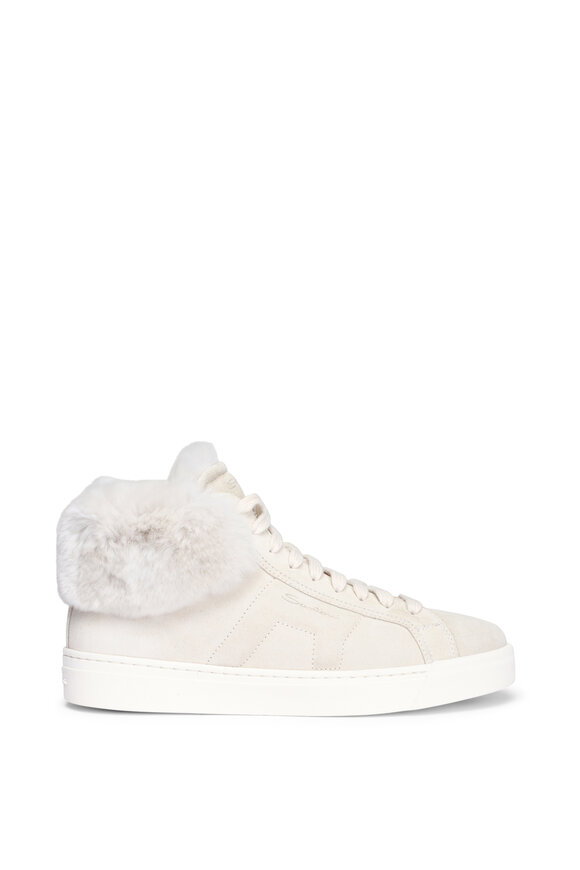 Santoni DBS Taupe Shearling High Top Suede Sneaker - view 2