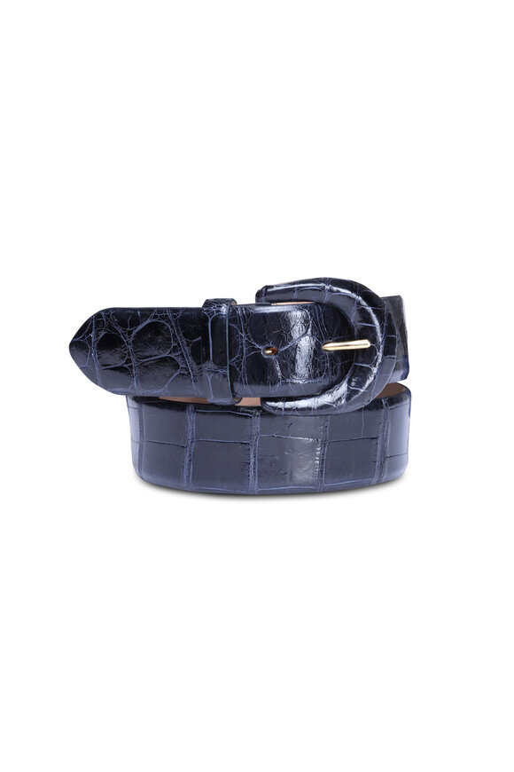 Tardini 1468635 Medium Crocodile Belt in Dark Navy