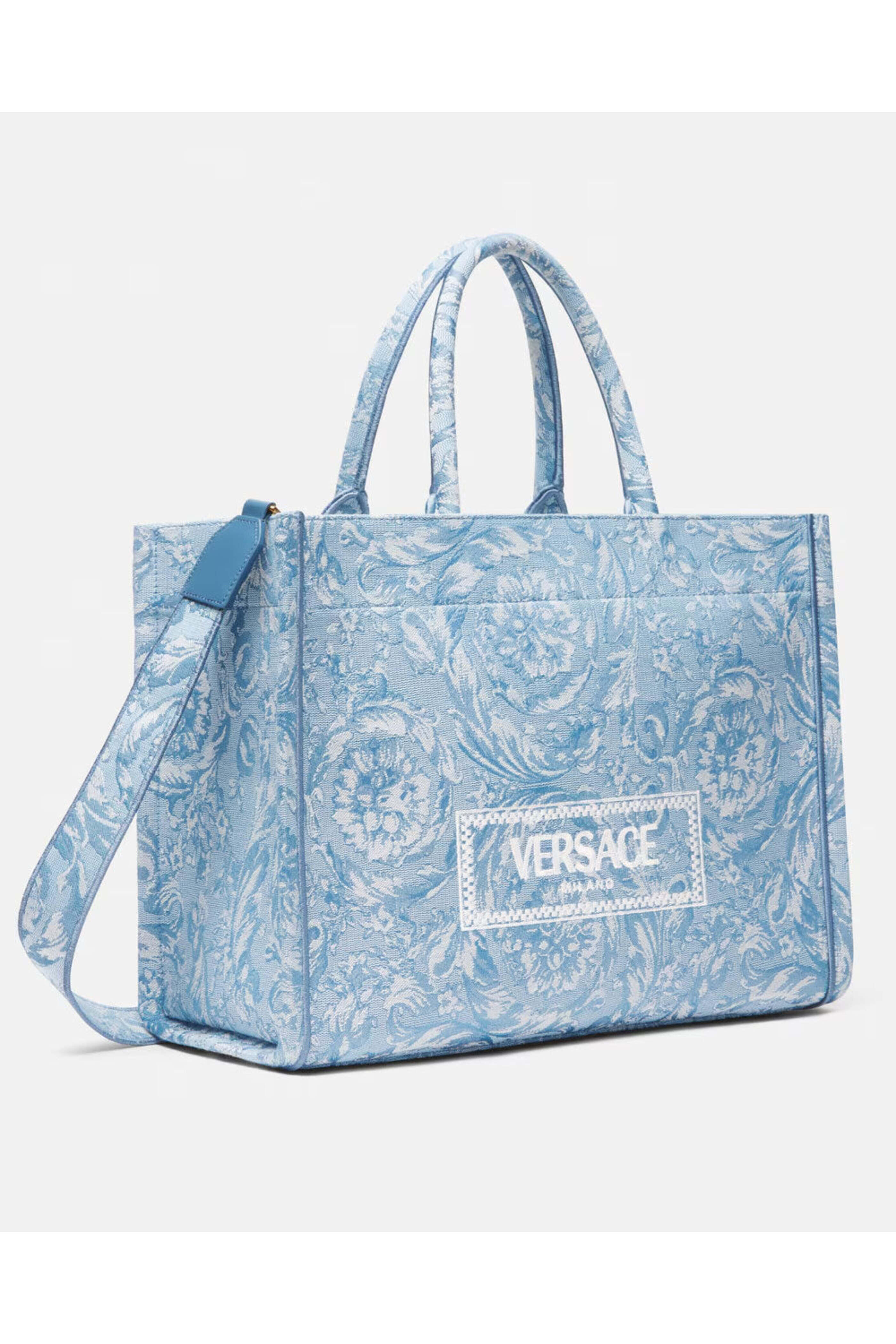 Versace - Barocco Athena Large Tote Bag in Baby Blue