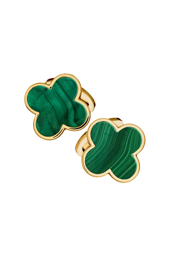 Jan Leslie 18k Yellow Gold Vermeil Malachite Clover Studs