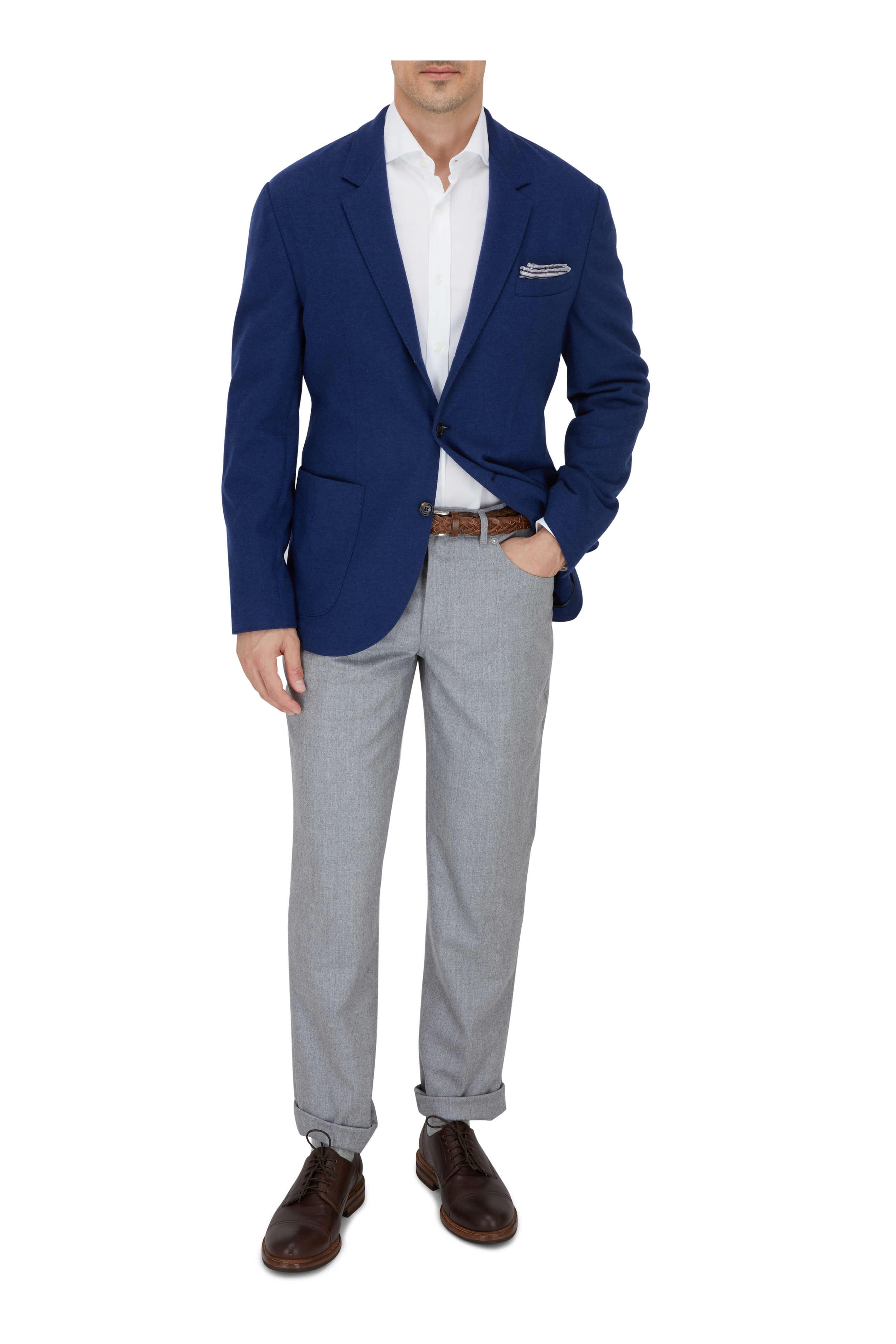 BRUNELLO CUCINELLI ポロ M Brunello Cucinelli - White Slim Fit Sport Shirt | Mitchell