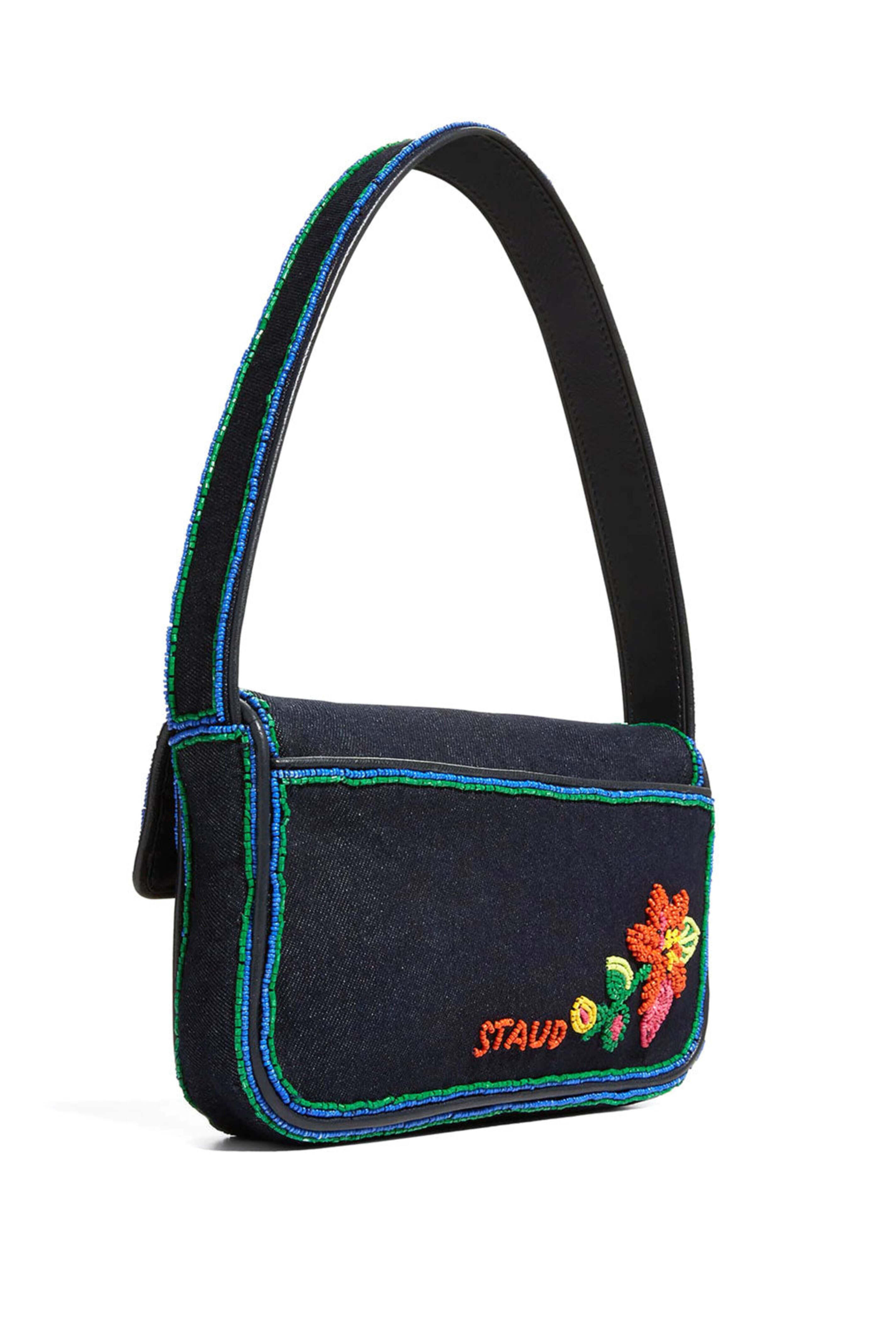 ショルダーバッグ・ポシェット STAUD  Beaded Shoulder Bag - Staud - Synthetic - Blue Staud Women's Tommy Beaded Shoulder Bag - Synthetic - Blue