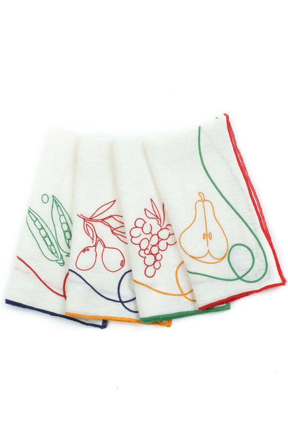 Misette Fete Embroidered Linen Napkins