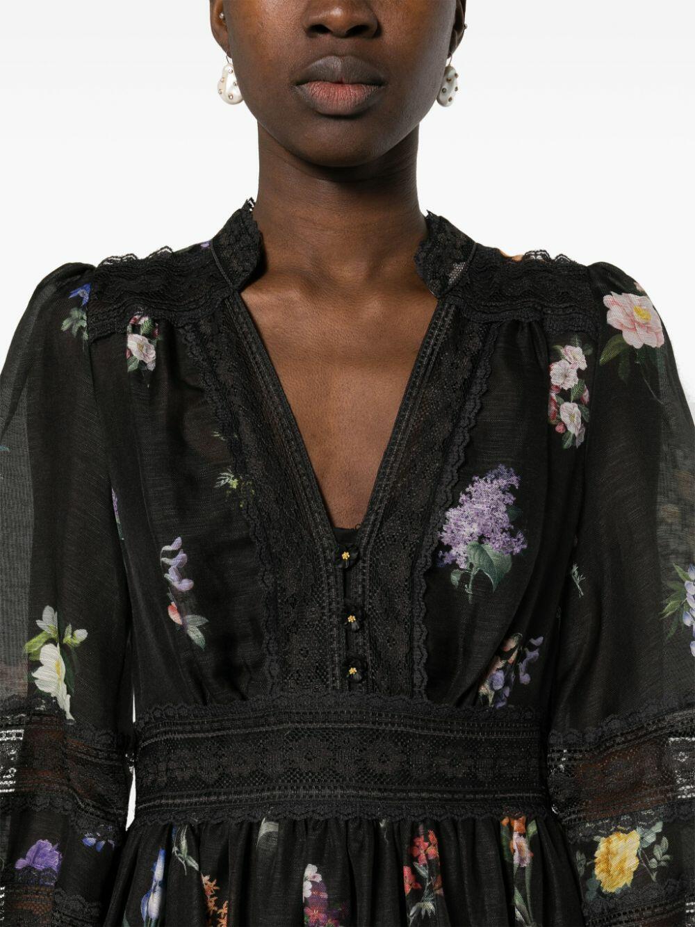 Zimmermann - Natura V-Neck Lace Midi Dress | Mitchell Stores