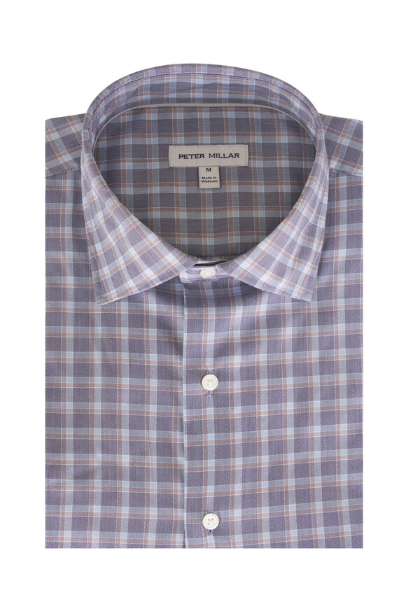 Peter Millar Lincoln Crown Lite Blue Plaid Sport Shirt - view 1