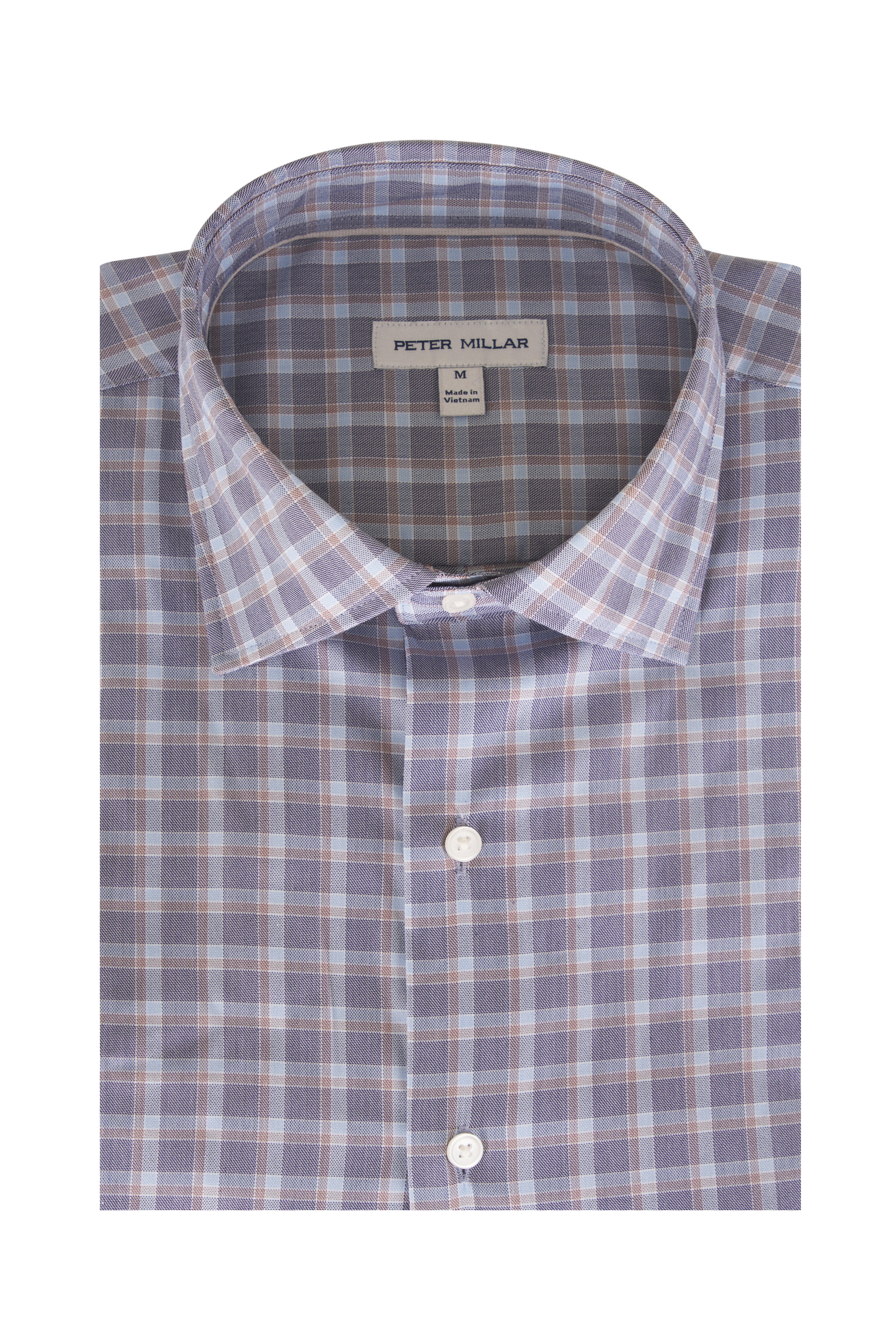 Peter Millar - Lincoln Crown Lite Blue Plaid Sport Shirt - view 1