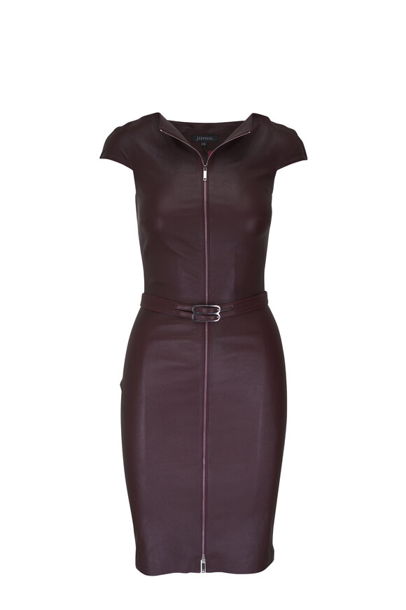 Jitrois Eve Dark Brown Stretch Leather Mini Dress