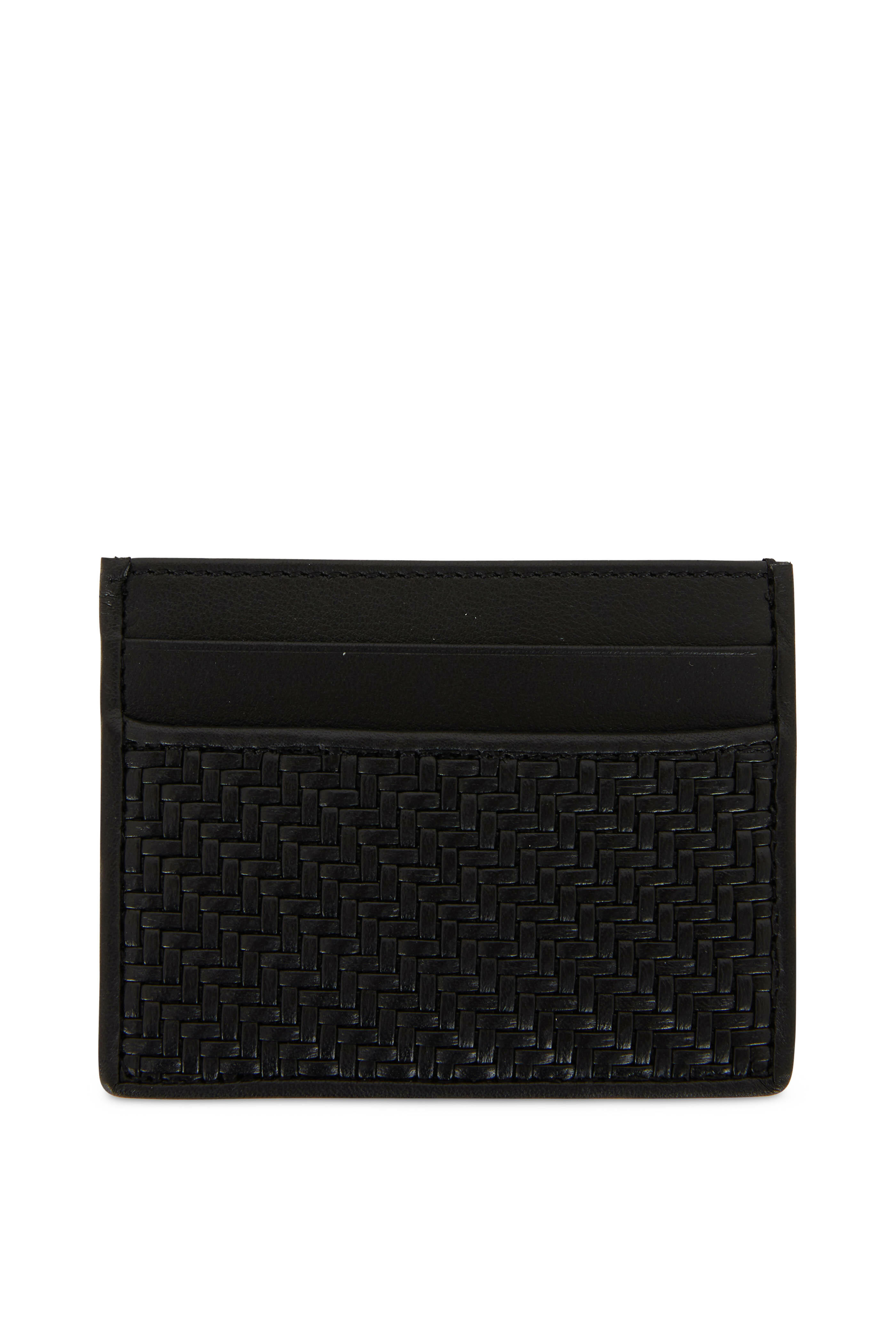 Zegna - Black Woven Leather Card Case | Mitchell Stores