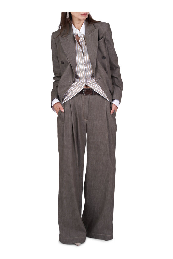 Brunello Cucinelli Olive Double Breasted Jacket - view 2