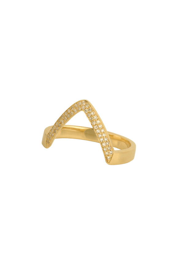 Bridget King 14k Yellow Gold Single Chevron Diamond Ring - view 1